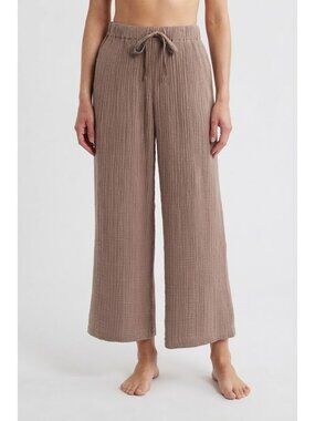 NWT Eileen Fisher Wide Ankle in Cocoa Organic Cotton Lofty Gauze Pants M